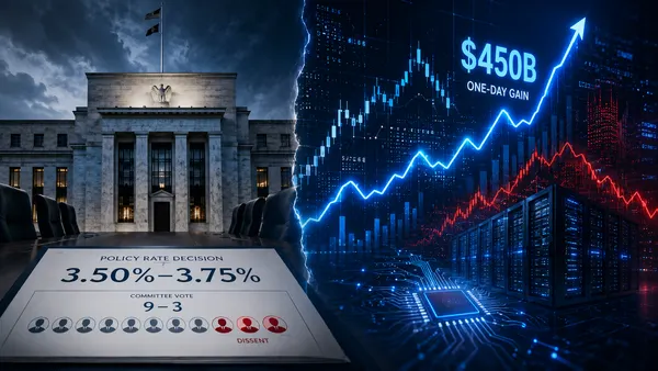 Fed Holds Rates at 3.50%-3.75% Amid Rarest Dissent Since 2016 as Microsoft Adds $450 Billion in a Single Day