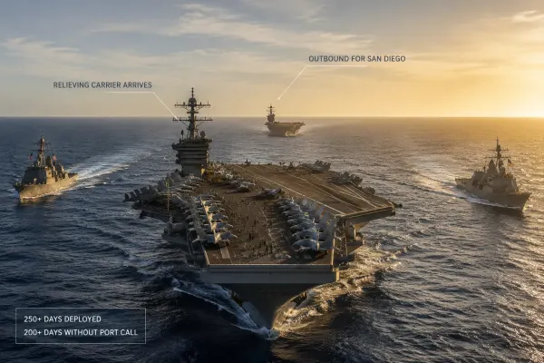 USS George Washington Relieves USS Abraham Lincoln After More Than 250 Days Deployed and Over 200 Days Without a Port Call