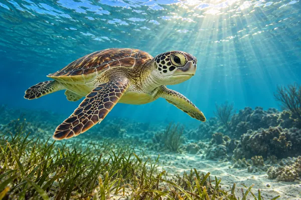 AI-generated illustration; not an actual released turtle.