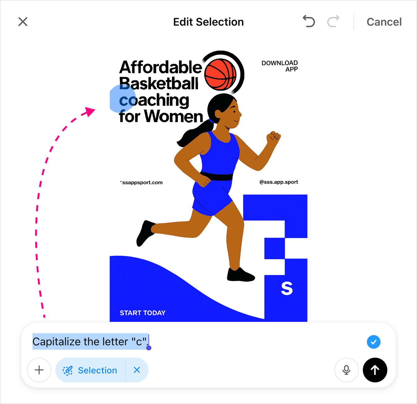 Fixing the typograhic errors using the "Select" tool inside ChatGPT