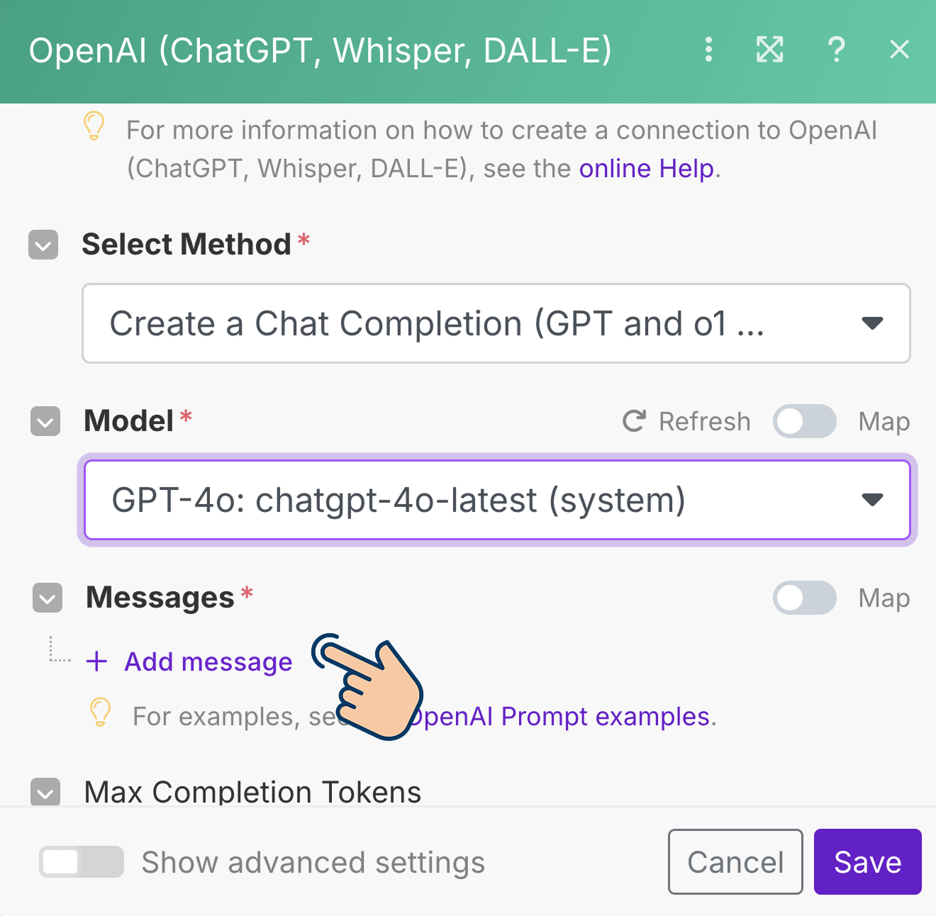 Adding a message to OpenAI module.