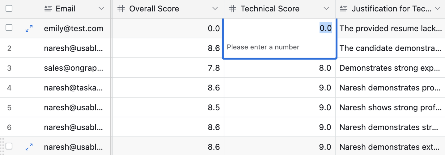 Airtable is not allowing me to enter a string inside a column with number as data type