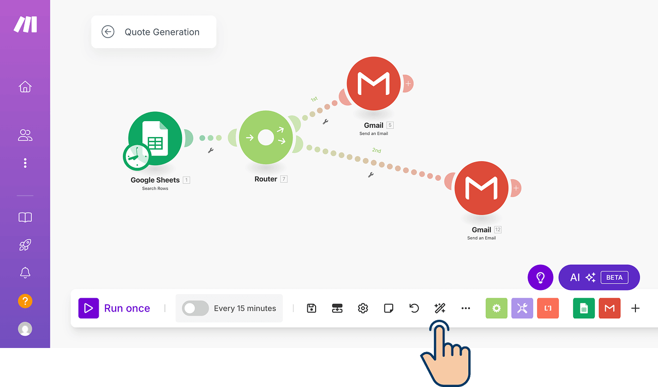 Automatically aligning the modules of the automation by using the "Auto-align" button