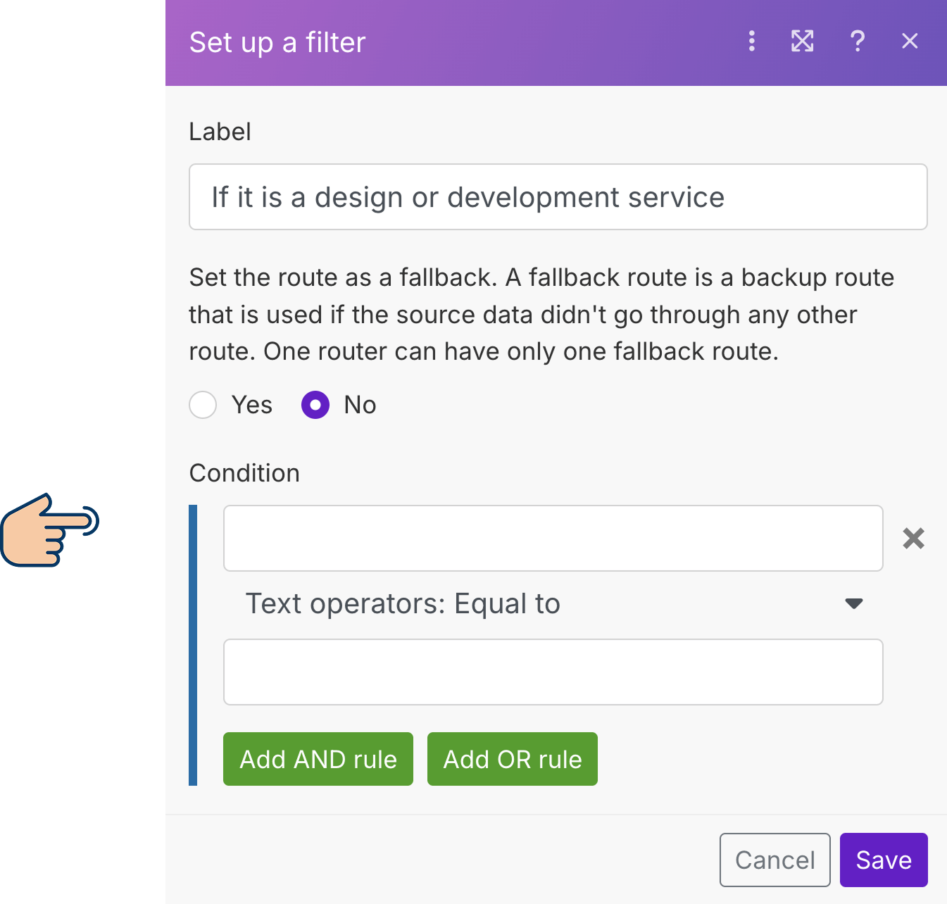Adding a label to the filter
