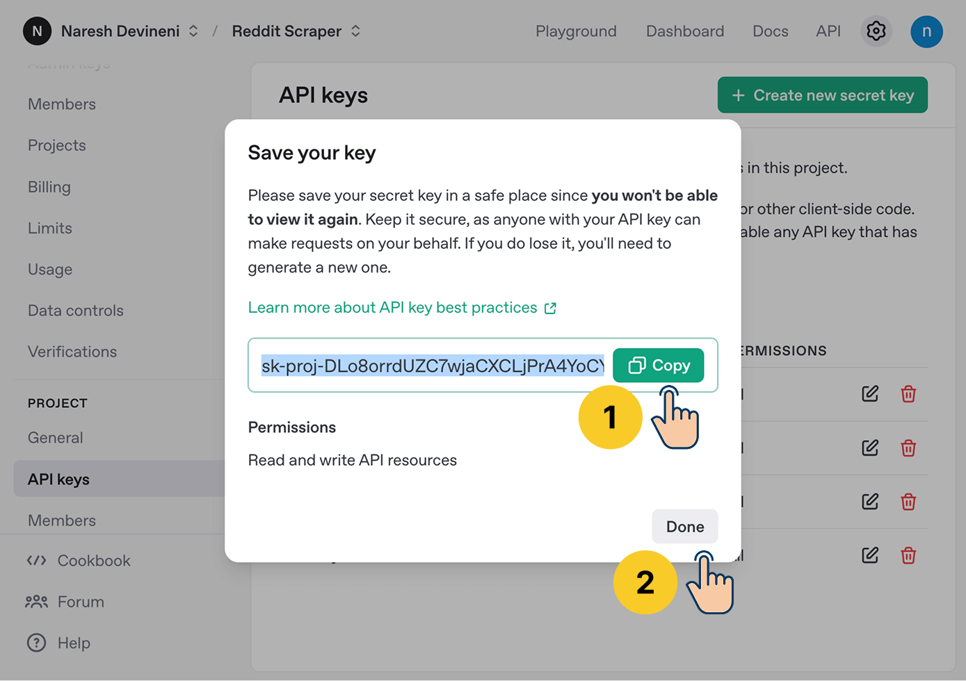 Secret key for OpenAI