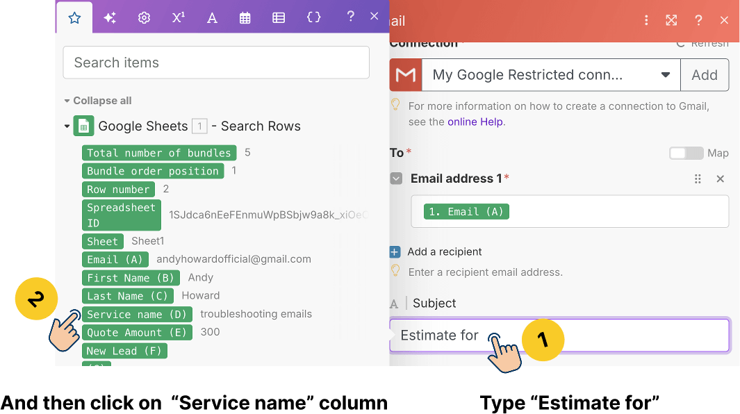 Actions for creating a dynamic subject line
