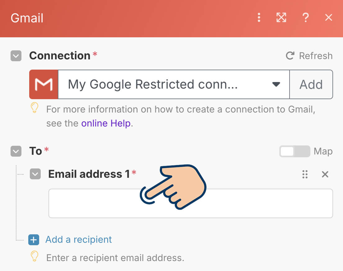 The location of "Email Address 1" field
