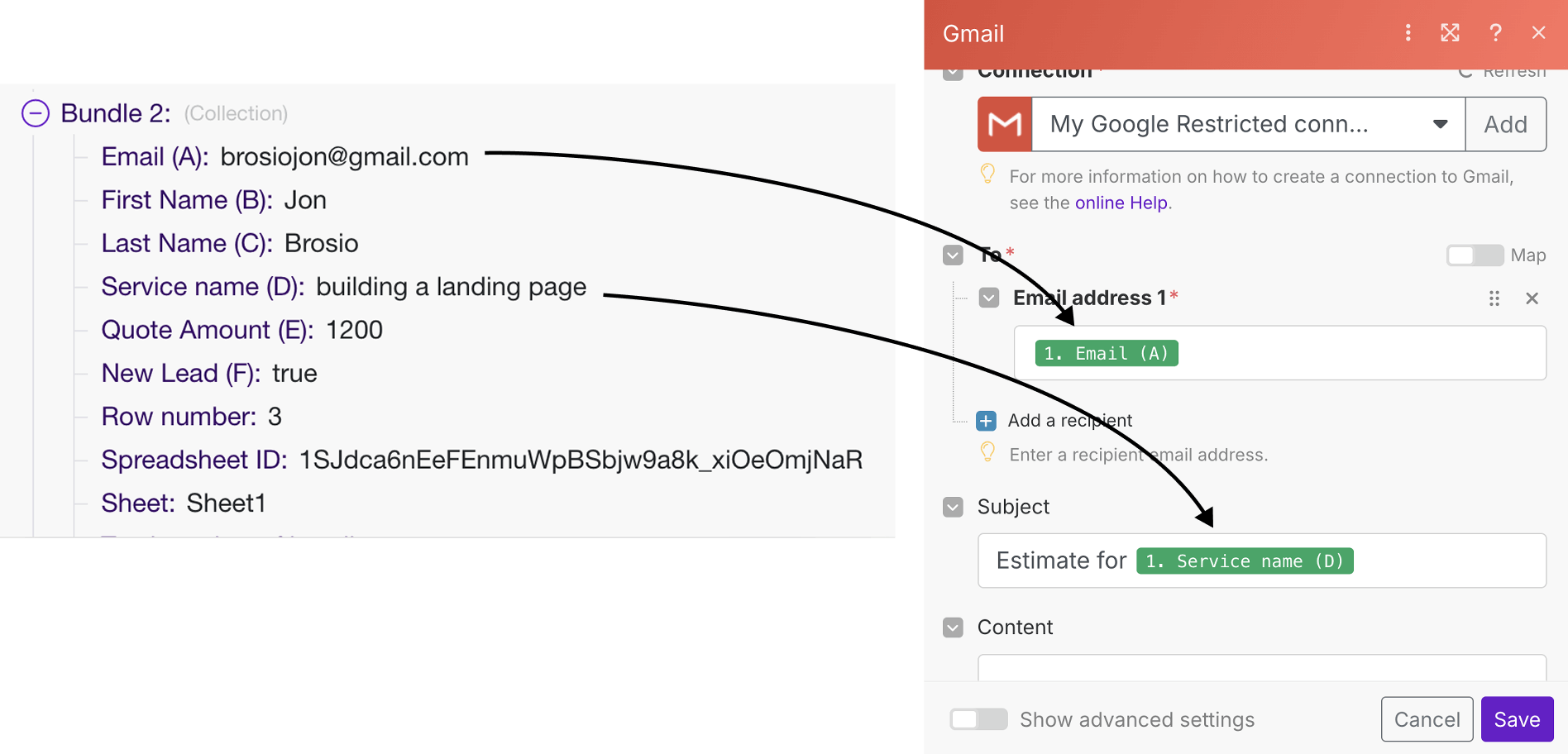 Email address and service name transformation for Bundle 2