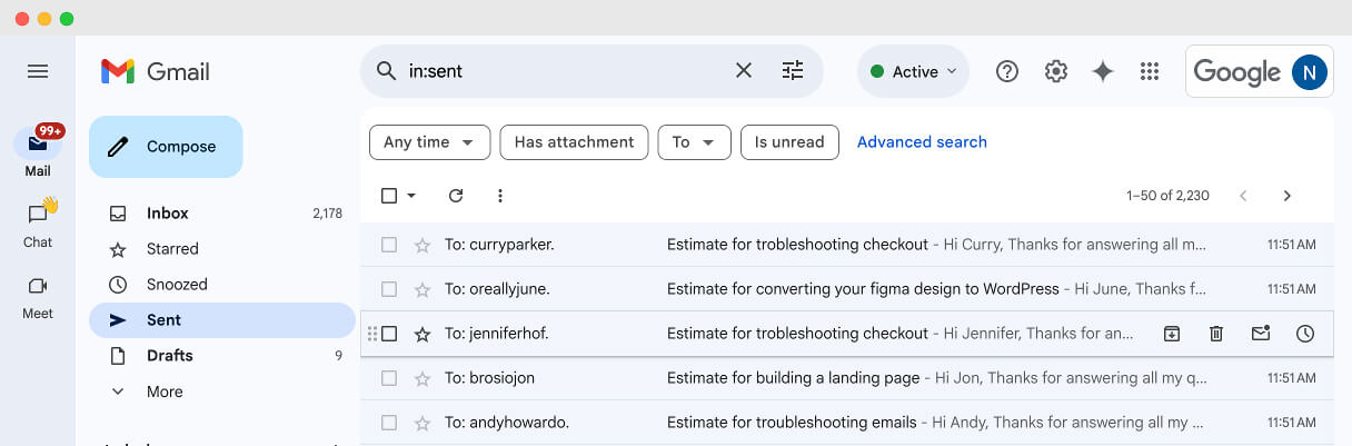 Emails sent to the leads after running the automation