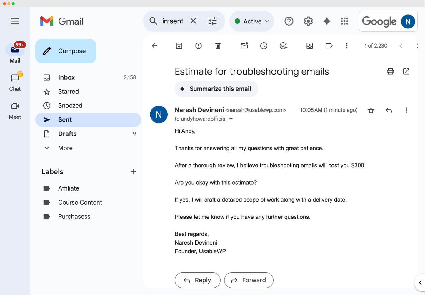 The email that is received by the lead based on Bundle 1's data