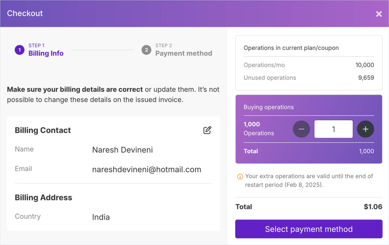 Purchasing extra Make.com operations