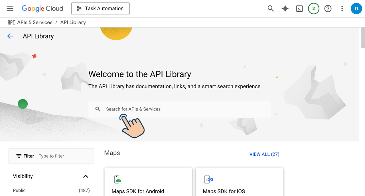Google API Library search box