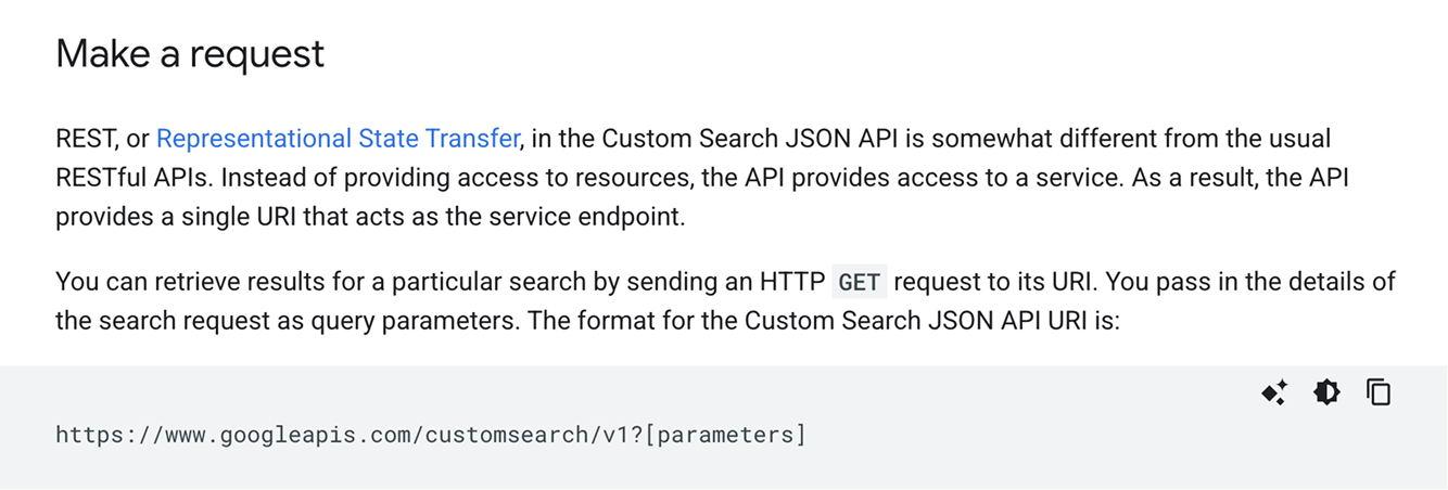 Google API Endpoint for Search Results API