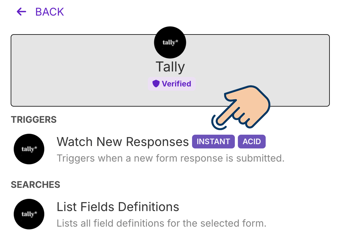 "Watch New Responses" module from the Tally App