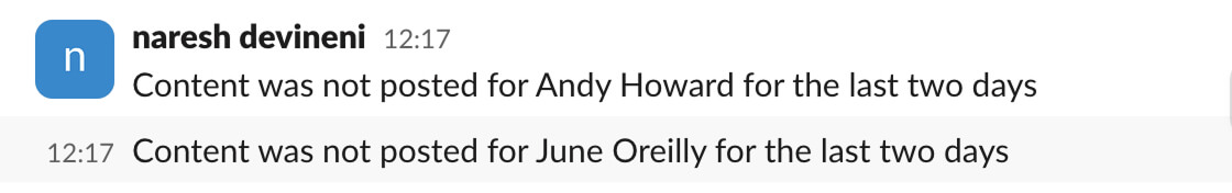 Slack notification about content not being posted on two client profiles only