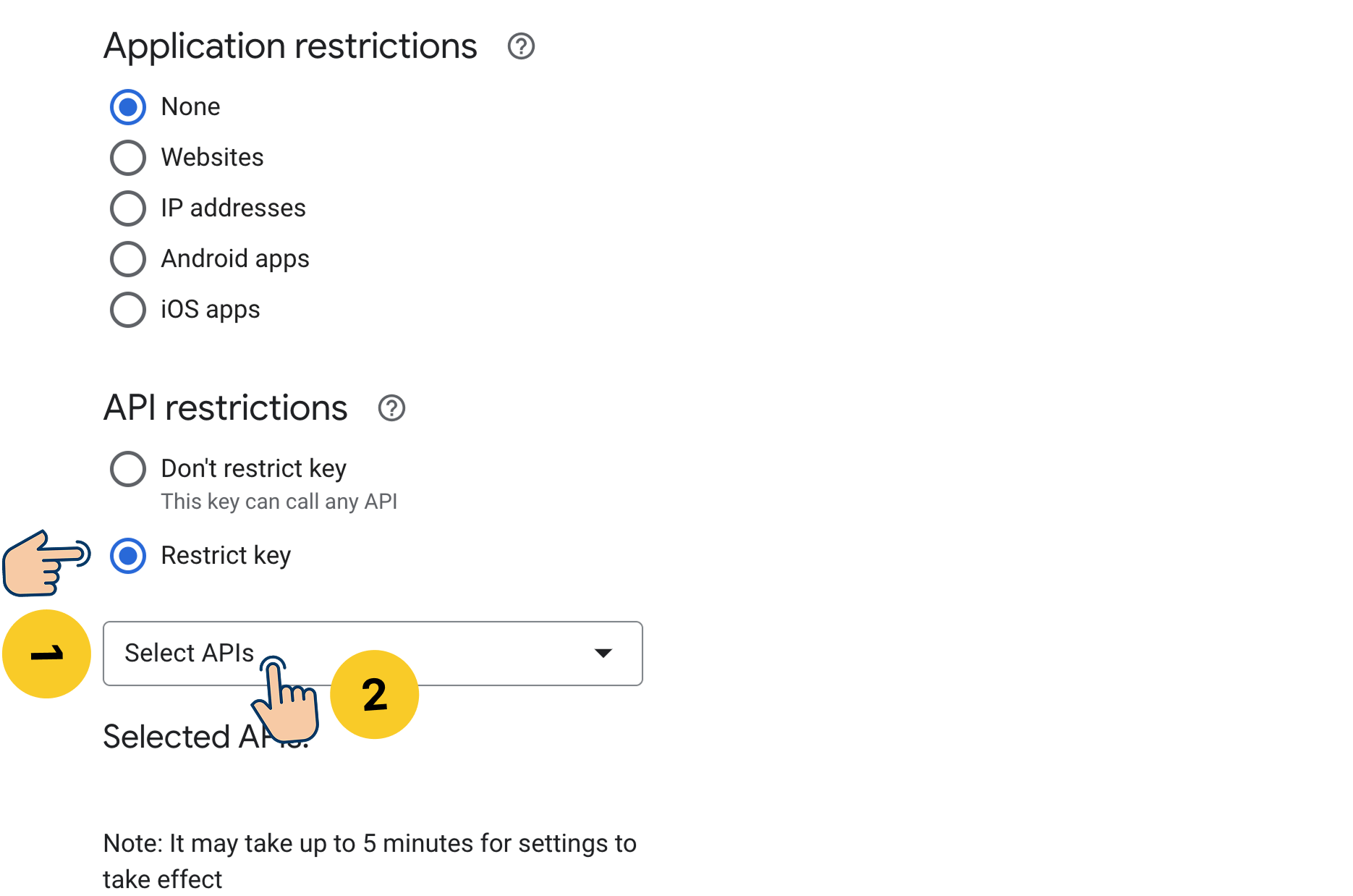 Restrict the key to selected APIs