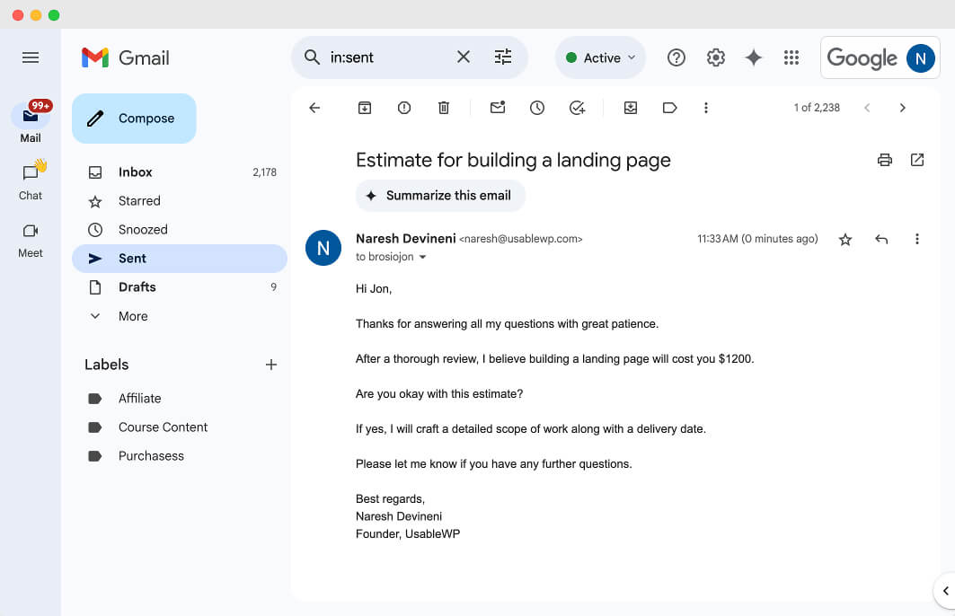 The email that is received by the lead based on Bundle 2's data