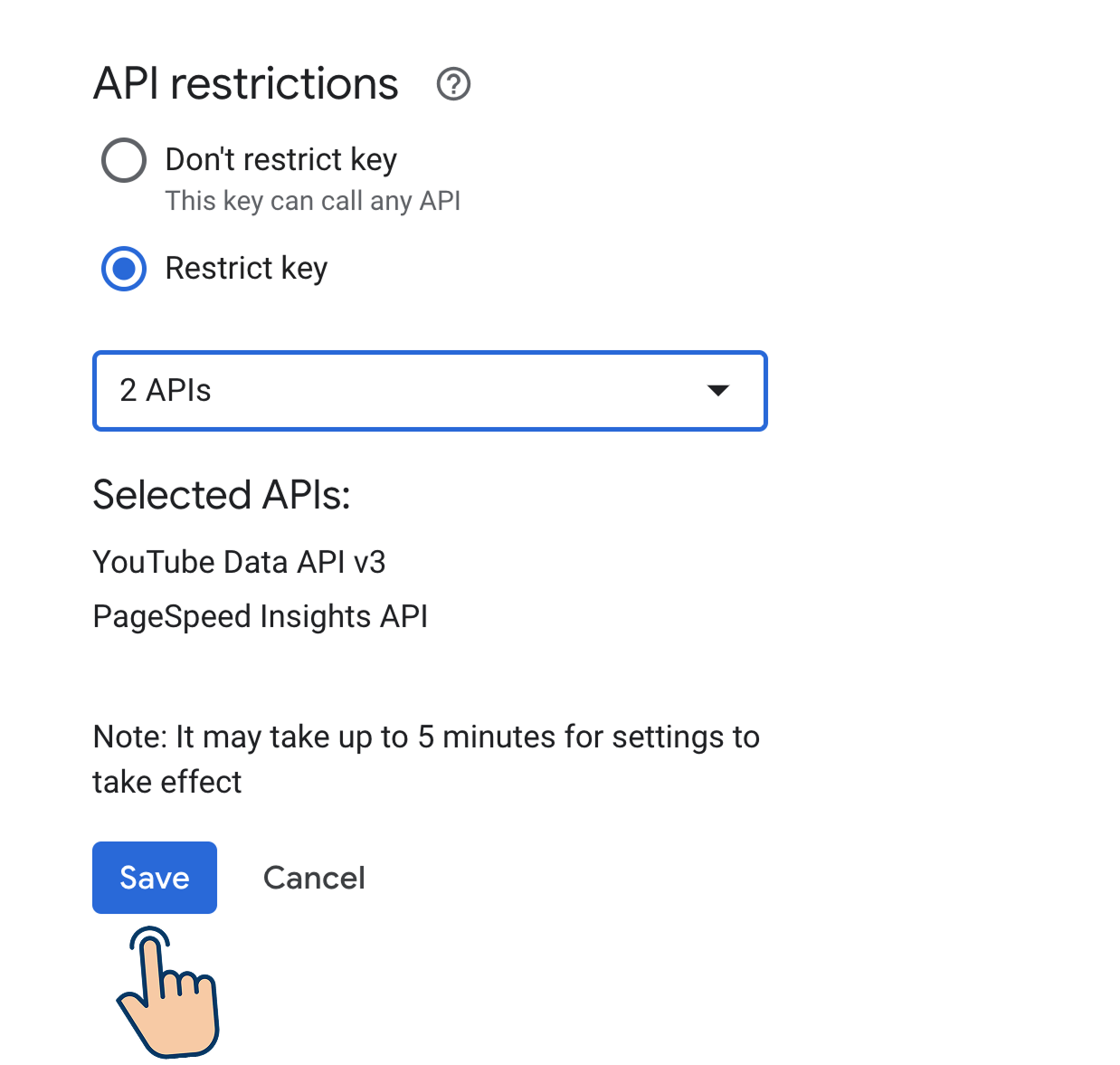 Save the API selection