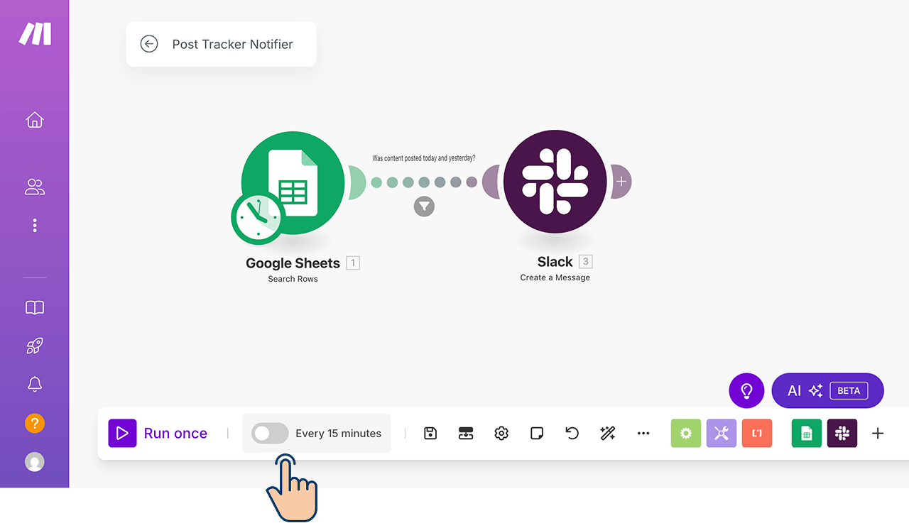 The location of the scheduling setting