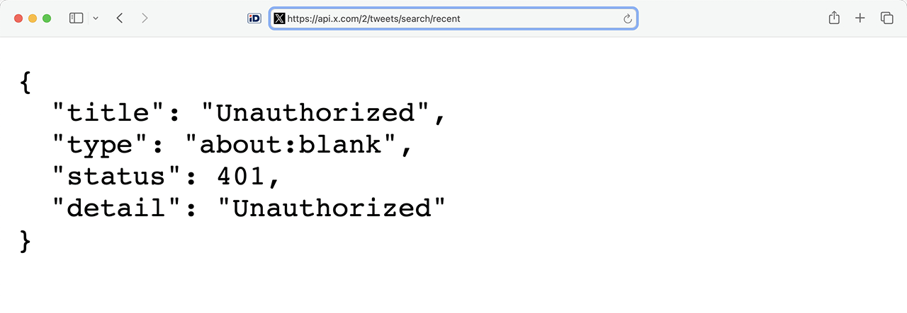 Unauthorized API request