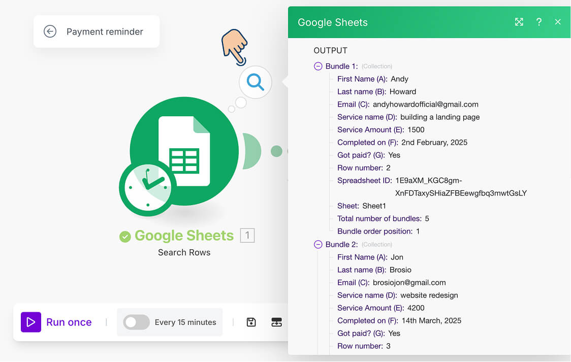 Bundles generated by "Search Rows" module