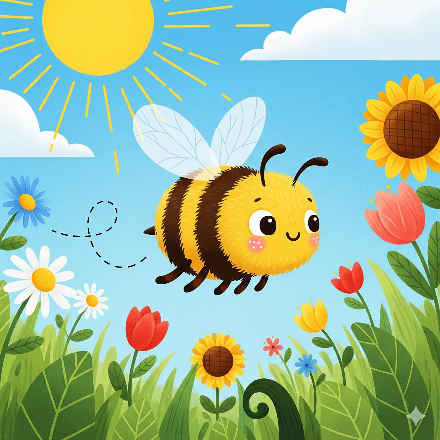 Happy bee illustration generated by Nano Banana