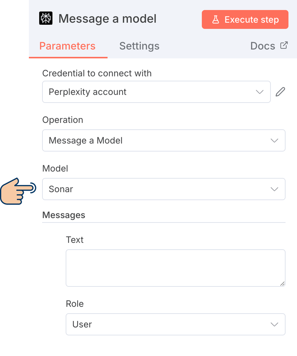 Option for choosing an AI model of Perplexity