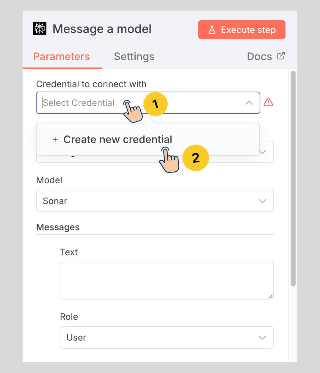 "Create new credential" option
