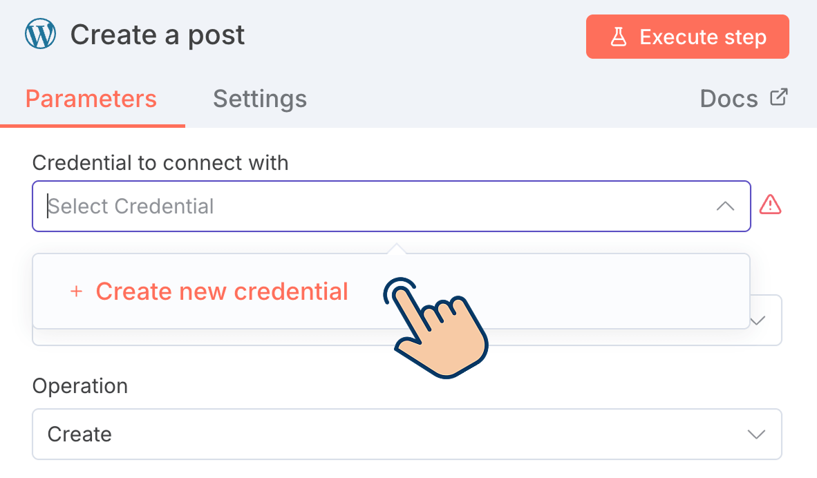 Creating API credential for WordPress