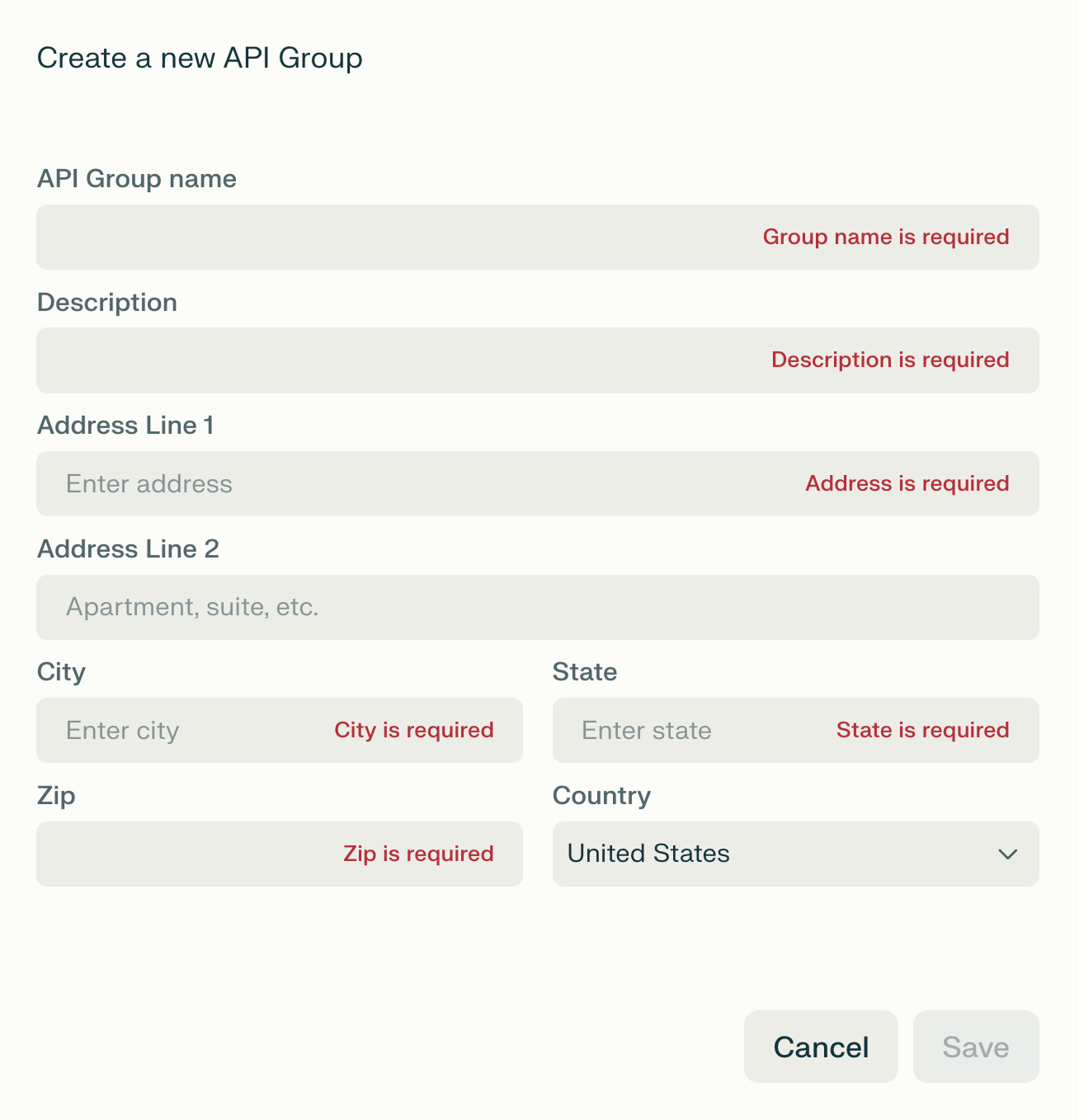 Perplexity API group creation form