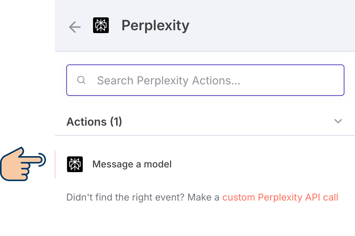Action nodes of Perplexity's n8n integration
