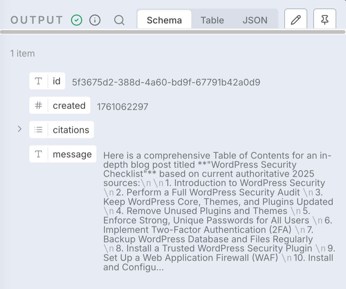 Simplified output by n8n