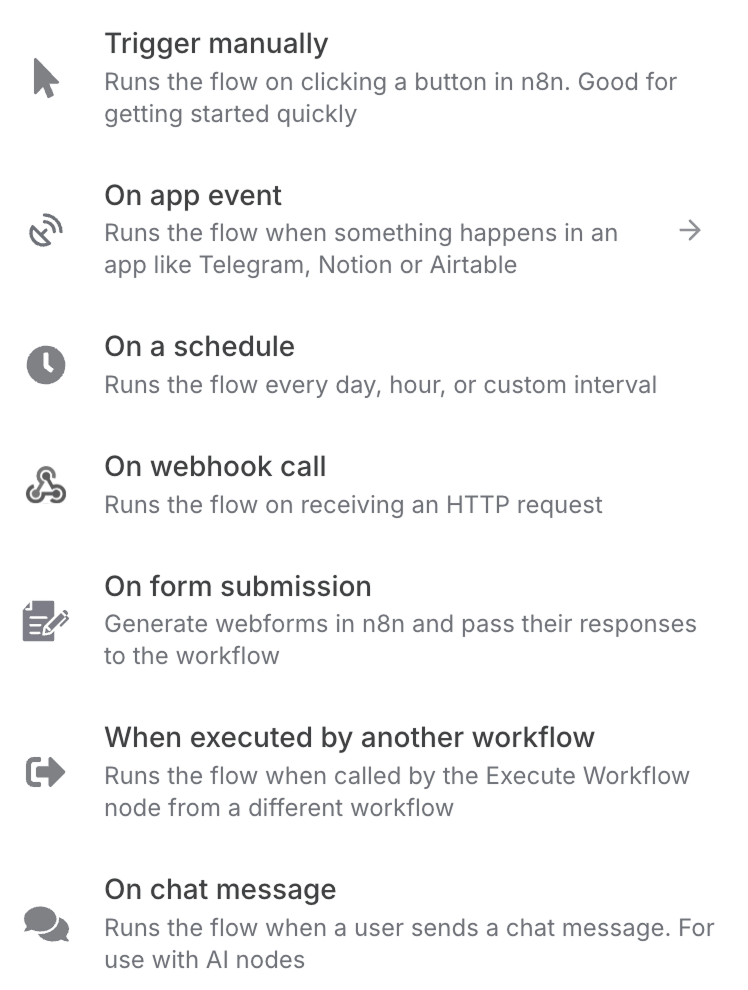 Trigger nodes of n8n