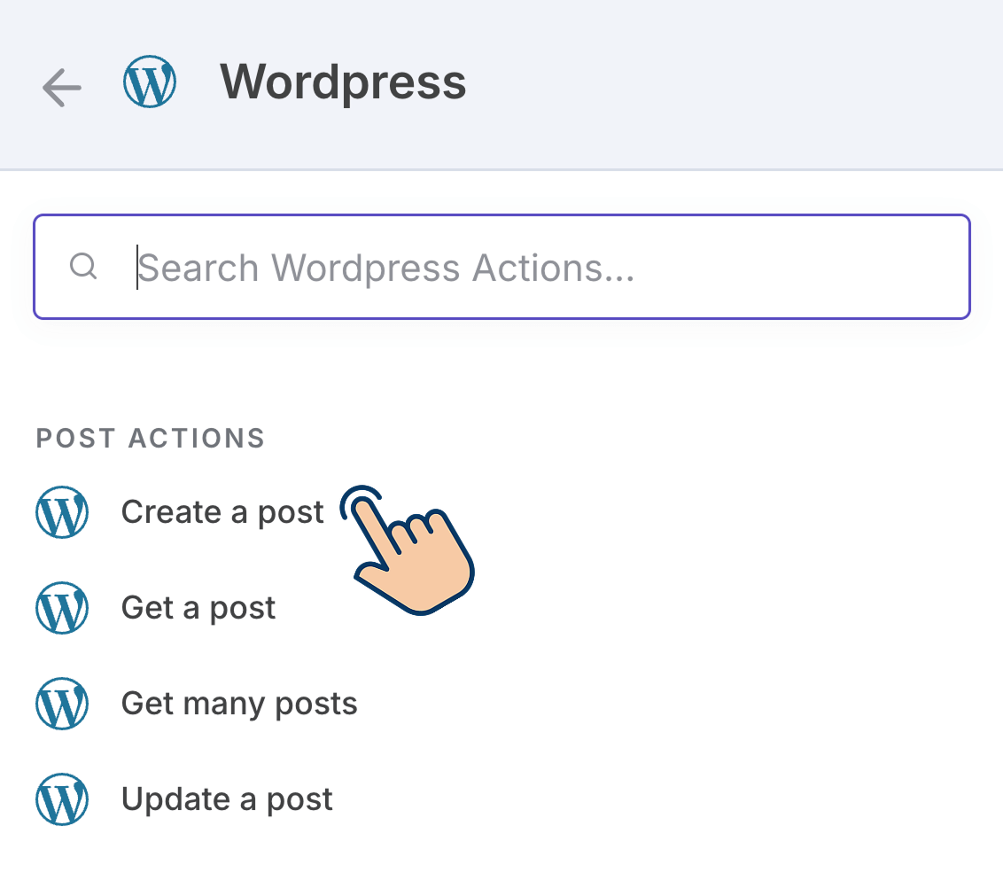 WordPress post-based action nodes