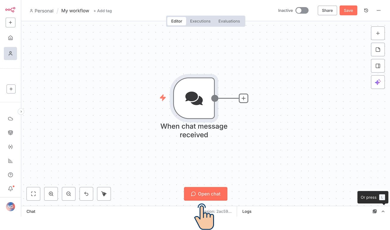 Button for opening up the Chat