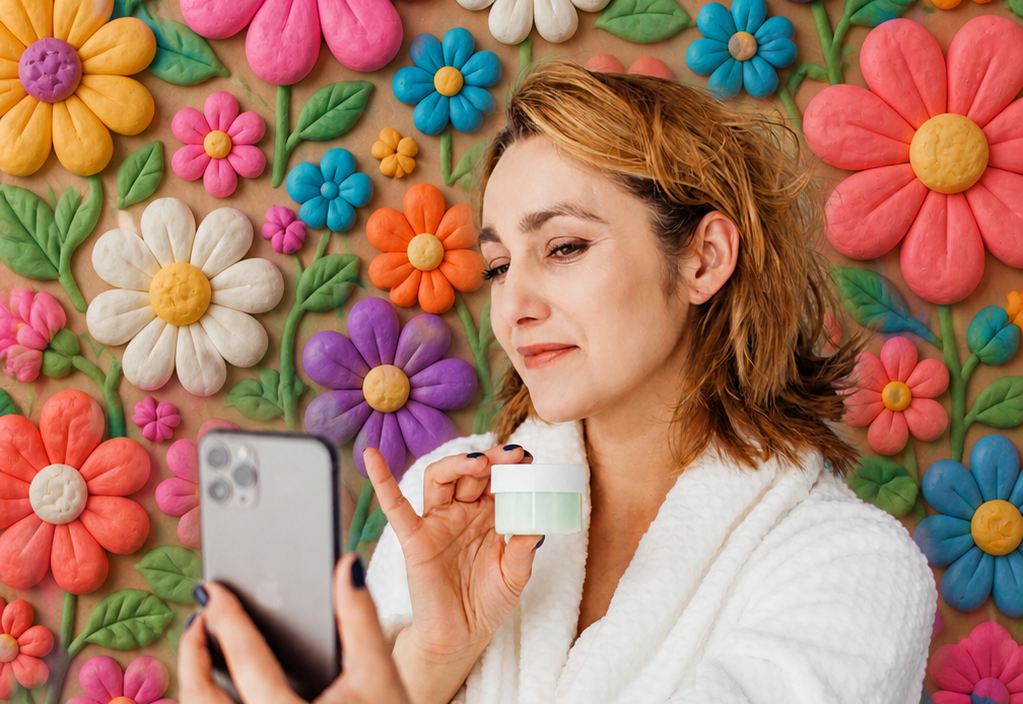 Beauty and skincare customer photos collected for a Shopify content library