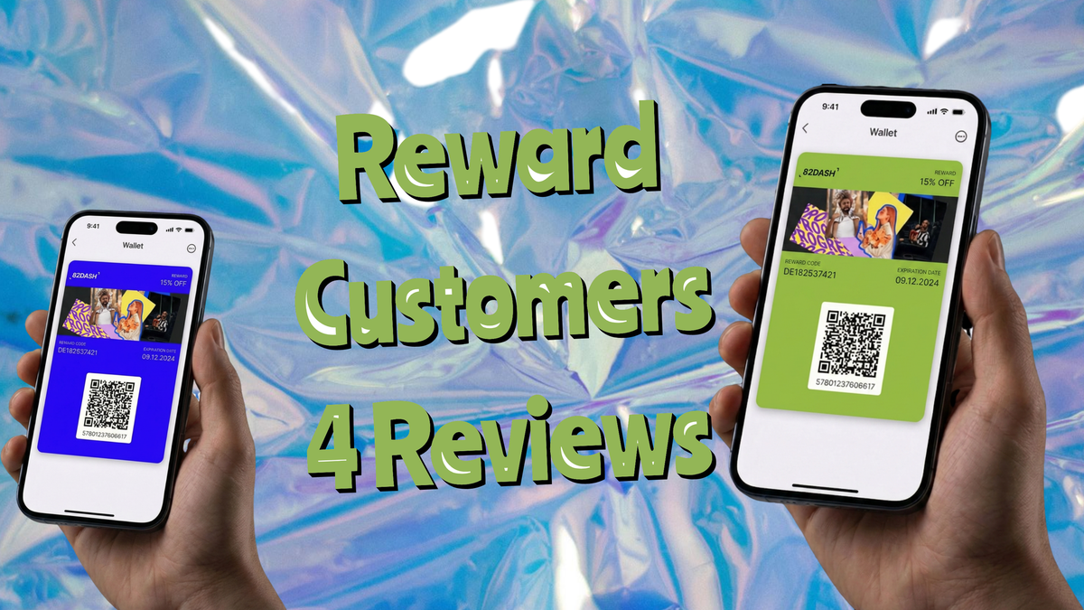 Apple Wallet card showing a $15 reward issued to a Shopify customer for submitting a product photo