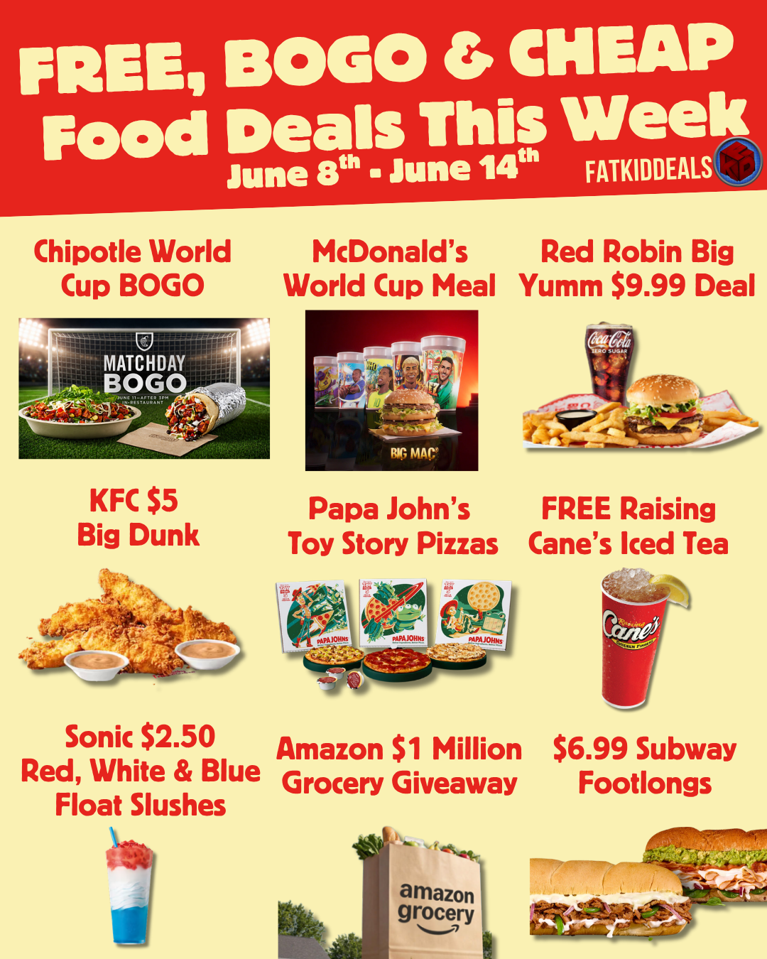 Free, BOGO, & Cheap Food Deals for June 8th to June 14th