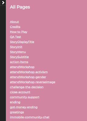 A list of all the Twine passages in a game