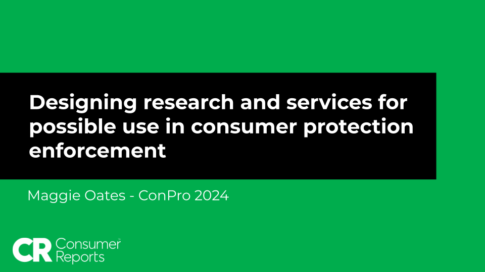 Designing Research for Use in Consumer Protection Enforcement at Con Pro 2024