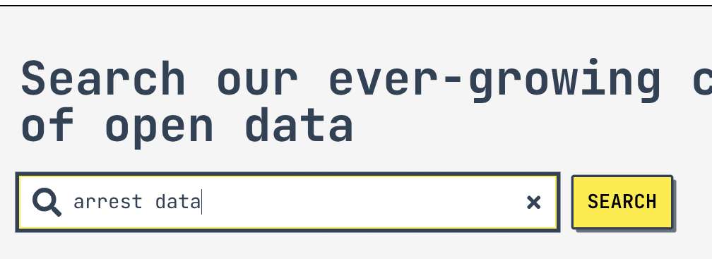 A search bar with the words "arrest data"