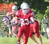 Helped by a teammate’s devastating block, Wasilla defensive back
Tim Orr heads up field after intercepting a pass in the second half
of a 38-0 win over Skyview on Saturday at Wasilla’s Vetera