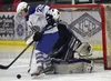 Palmer's Haley Hanson can't stuff a goal by Soldotna goalie Billy Yoder in the Friday semifinals of the North Star Conference tournament at the Soldotna Regional Sports Complex. Photo by Jeff