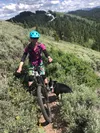 Mountain biker Celeste Young takes a break along the Big Hole Crest Trail in Idaho, Summer 2022,  Courtesy photo