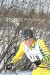 MATT TUNSETH/Frontiersman Galen Johnson of Susitna Valley works
his way up a hill early in the boys’ 7.5-kilometer classic race at
the ASAA First National Bank High School Nordic Skiing
Champ