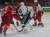 The Wasilla Warriors take control of the puck from the Soldotna High School Stars, Thursday, January 15, 2015, at the Soldotna Regional Sports Complex in Soldotna, Alaska. Photo by Kelly Sull