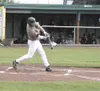 JEREMIAH BARTZ/Frontiersman Mat-Su outfielder Michael Suiter
connects with a pitch during a 2-1 win over the Anchorage Bucs on
Sunday.
