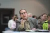 Glen Price, attorney for several residents in the Buffalo Mine Road area, speaks during the public comment period at Monday’s Mat-Su Borough Planning Commission meeting at the Palmer Train De