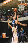 As a Palmer High senior, Michael Kluting goes to the basket against Dimond in the 2016 tournament. In 2019, as a junior at UAF, Kluting was named an All-Great Northwest Athletic Conference ho