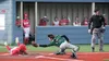 Wasilla’s Jacob Hansen slides around the tag of Colony catcher Bryant Marks to produce his team’s first run during a 4-1 victory over the Knights in the Southcentral Conference title game Fri